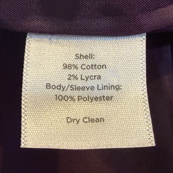 Talbots Velvet Blazer Jacket Size 14 Purple 1 Button Long Sleeve Lined Pockets - Picture 8 of 8